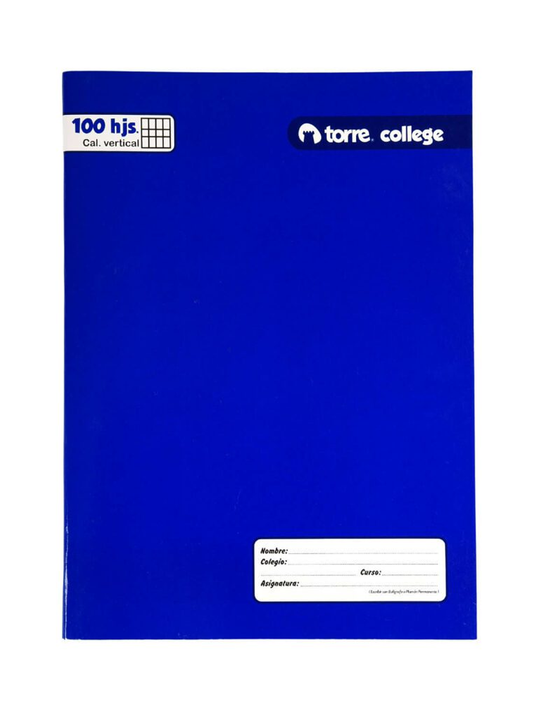 Cuaderno Torre College liso Caligrafia Vertical 100 hojas 1
