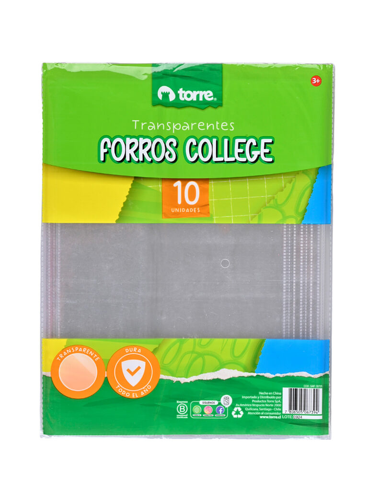 Pack Torre Forros College Transparentes 10 Unidades  1