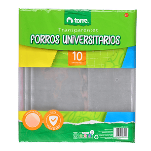 Pack Torre Forros Universitarios Transparente (10 Unidades)