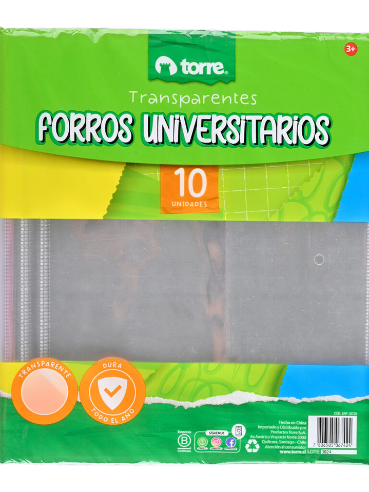 Pack Torre Forros Universitarios Transparente (10 Unidades) 1