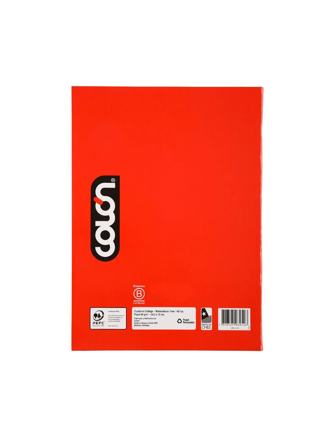 Cuaderno Colon College liso Matematicas 7mm 80 hojas 11