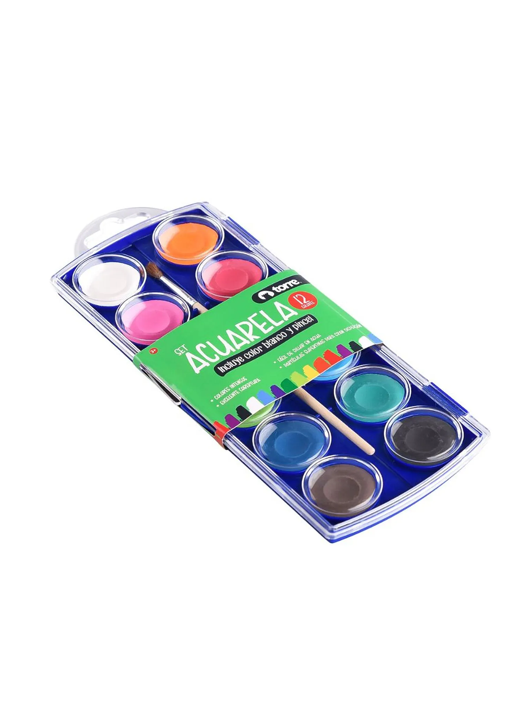 Set Acuarela 12 colores incluye pincel Torre 3