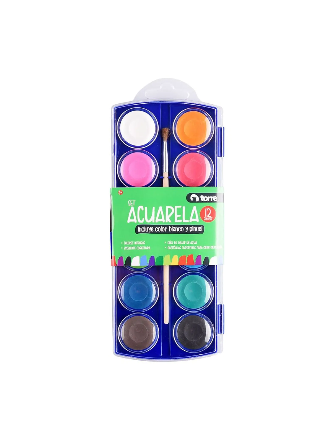 Set Acuarela 12 colores incluye pincel Torre 1