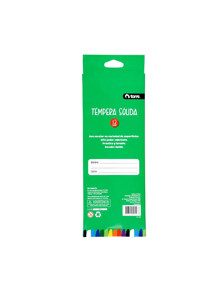 Témpera Sólida 12 colores Torre 2