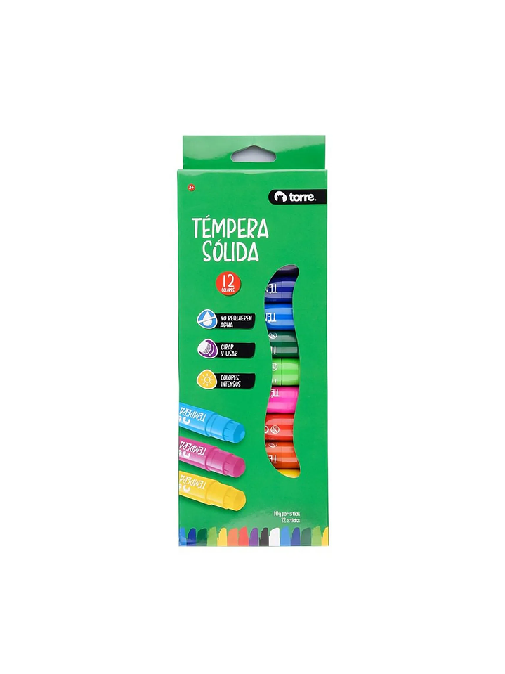 Témpera Sólida 12 colores Torre 3