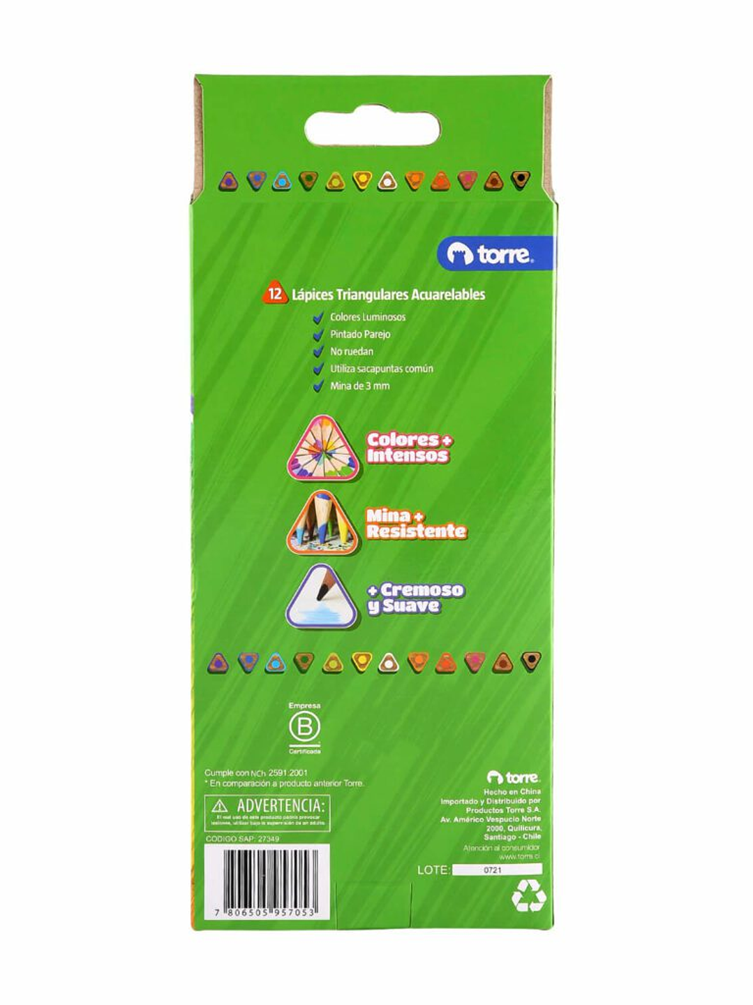 Lápices Acuareables Triangular 12 colores Torre 2