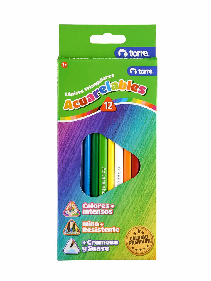 Lápices Acuareables Triangular 12 colores Torre 1