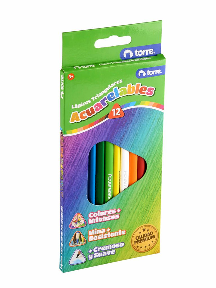 Lápices Acuareables Triangular 12 colores Torre 4