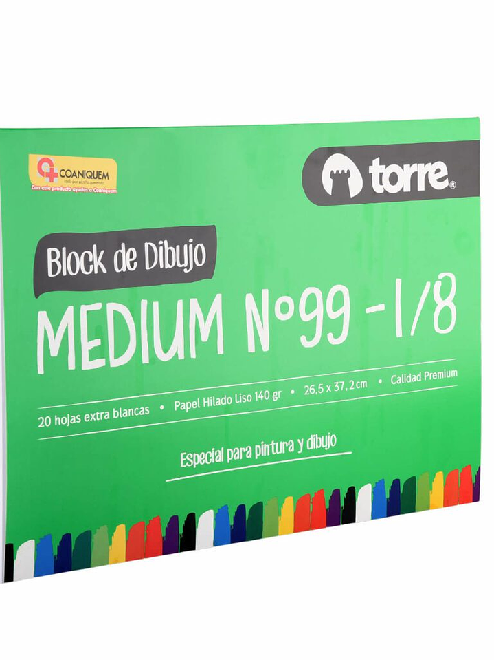 Block de Dibujo Medium N°99 1/8 20 hojas 26,5 x 37,2 cm Torre 2