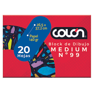 Block de Dibujo Medium N°99 1/8 20 hojas 26,5 x 37,2 cm Colón