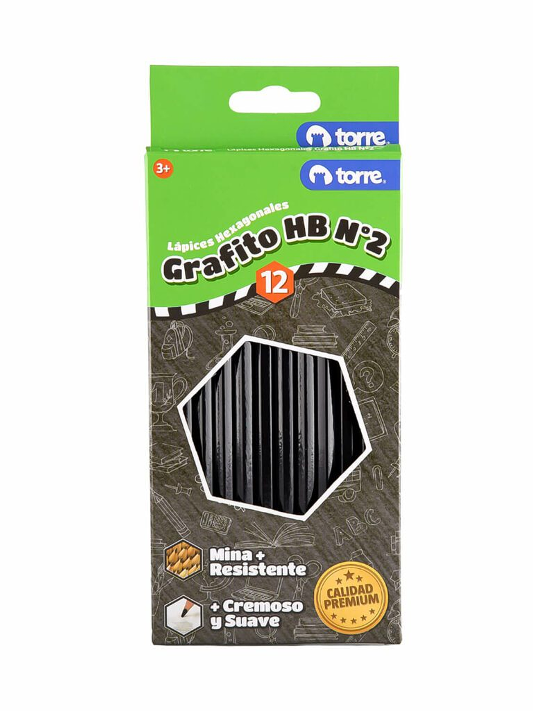 Lápices Grafito Hexagonales 12 Unidades Torre Imagia 1