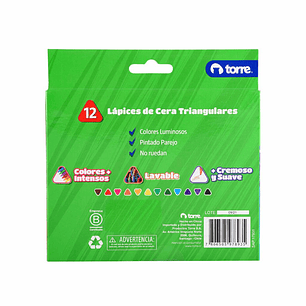 Lapices Crayones de Cera Triangulares 12 colores Imagia Torre