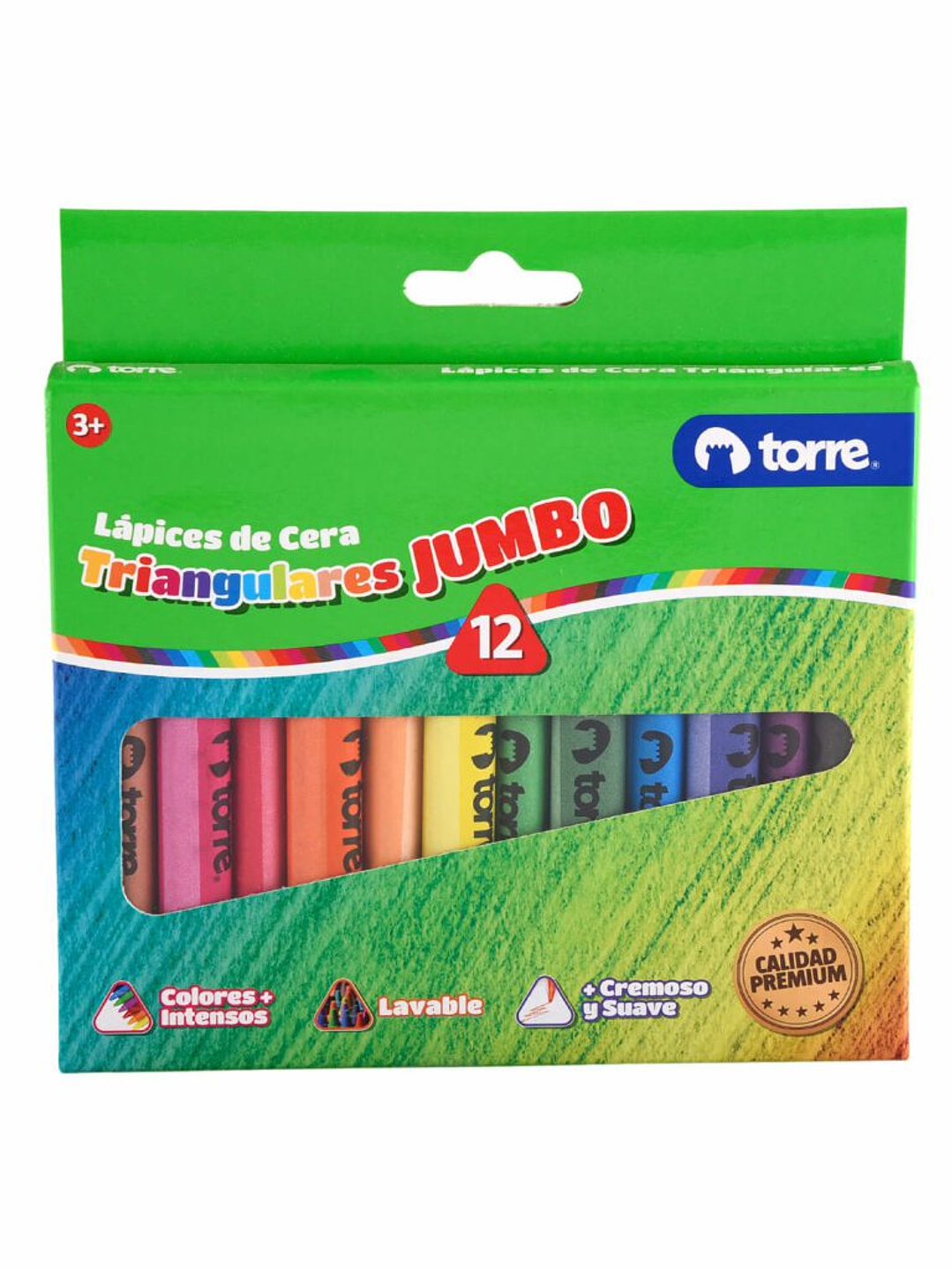 Lapices Crayones de Cera Triangulares 12 colores Imagia Torre 1