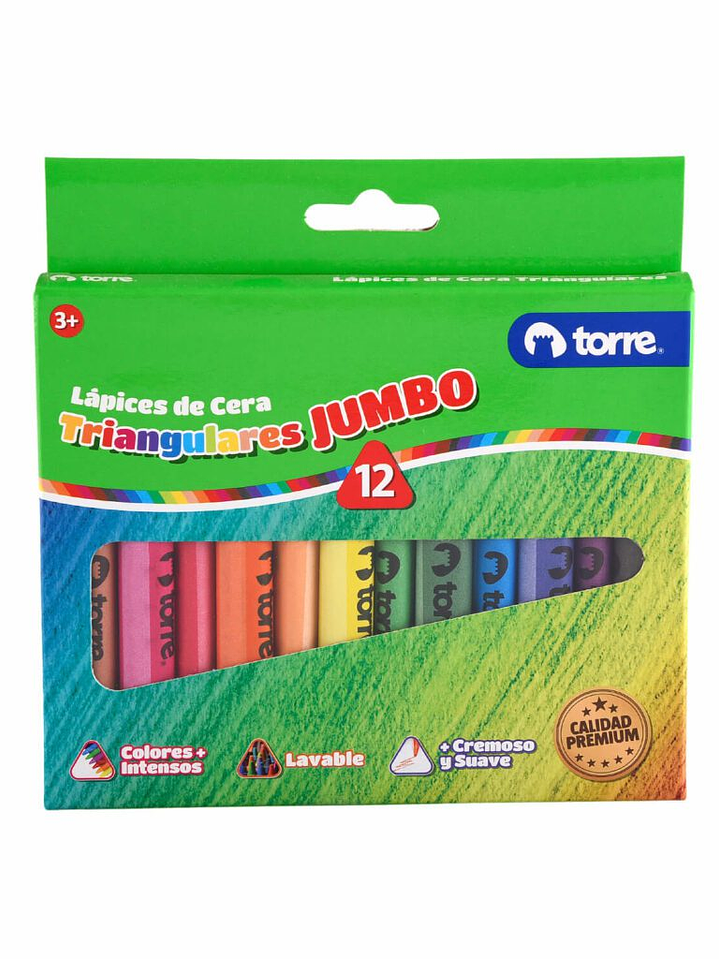 Lapices Crayones de Cera Triangulares 12 colores Imagia Torre 1