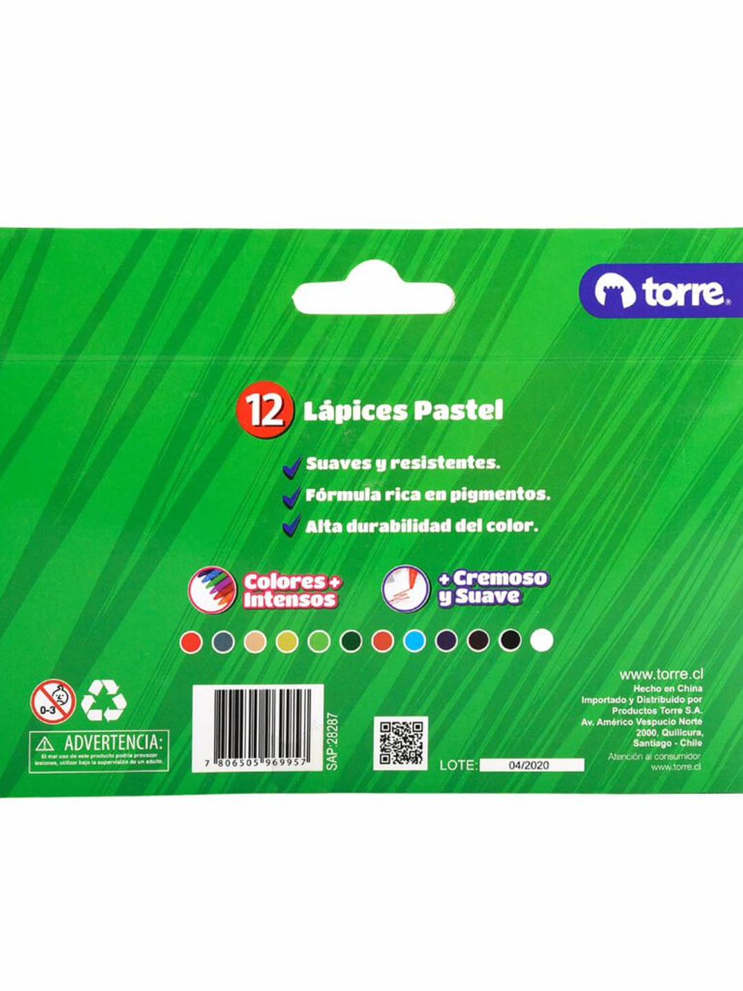 Lápices Pastel al Oleo 12 colores Torre 3
