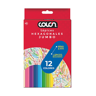 Lápices de 12 Colores Hexagonales Jumbo Colón
