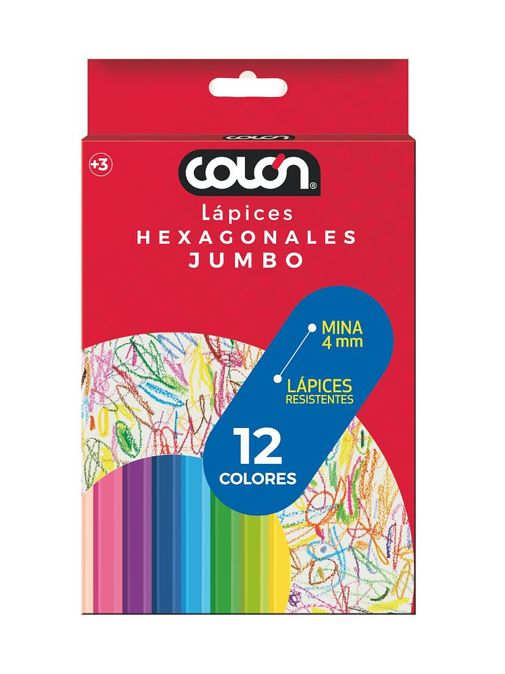 Lápices de 12 Colores Hexagonales Jumbo Colón 1