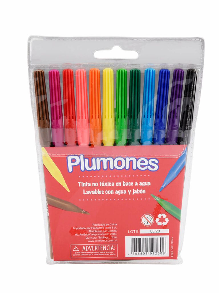 Plumones Dibujo 12 colores Colón 3