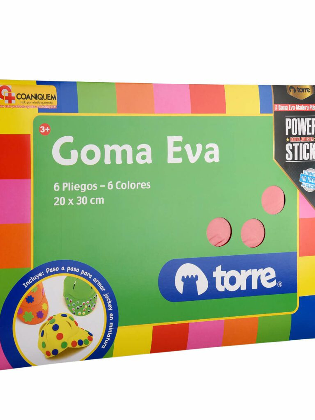 Bolsón - Carpeta Goma Eva 6 pliegos 6 colores 20 x 30 cm Torre 3