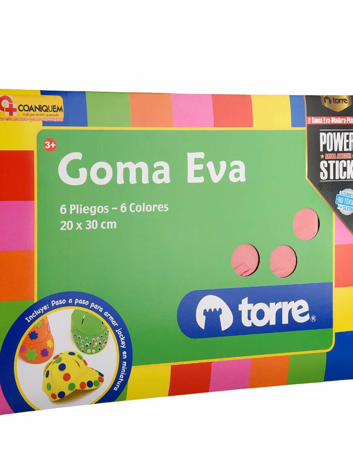 Bolsón - Carpeta Goma Eva 6 pliegos 6 colores 20 x 30 cm Torre 3