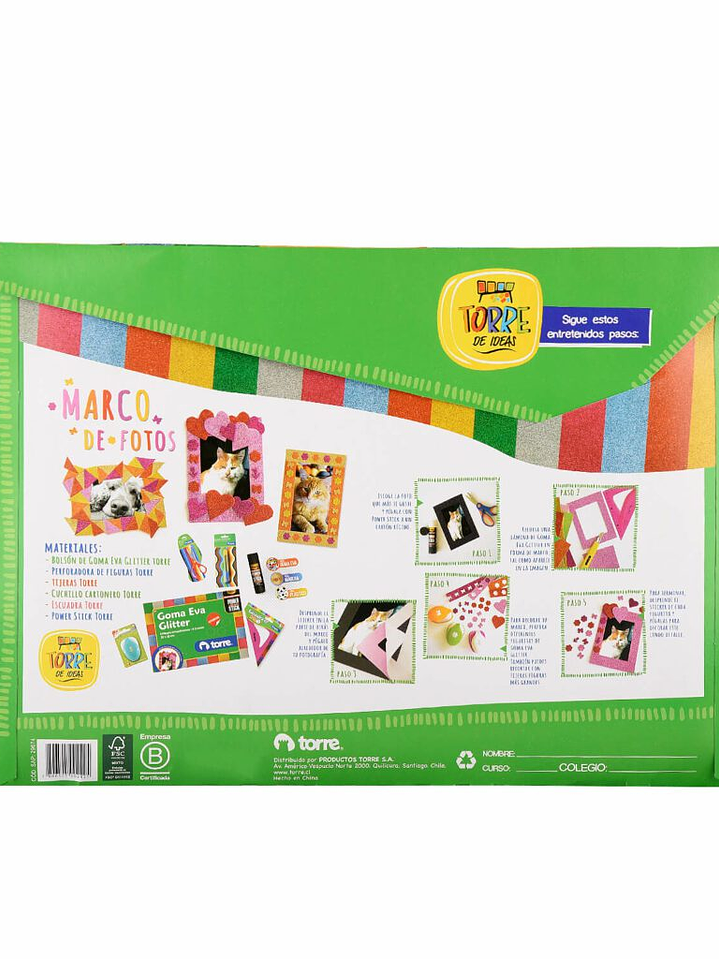 Bolson - Carpeta Goma Eva Glitter Autoadhesiva 6 pliegos 6 colores 20 x 30 cm Torre 2