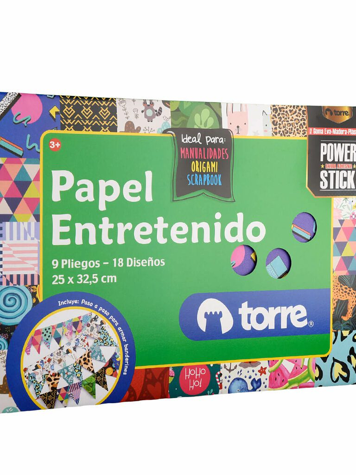 Bolsón - Carpeta Papel Entretenido 9 pliegos 18 diseños 25 x 32,5 cm Imagia Torre 3