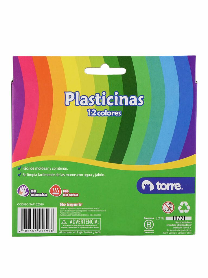 Plasticina 12 colores 216 gr Imagia Torre 3