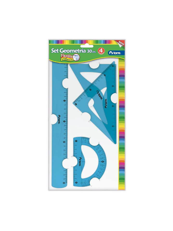 Set de Geometría plástica 30 cm 4 piezas Torre 3