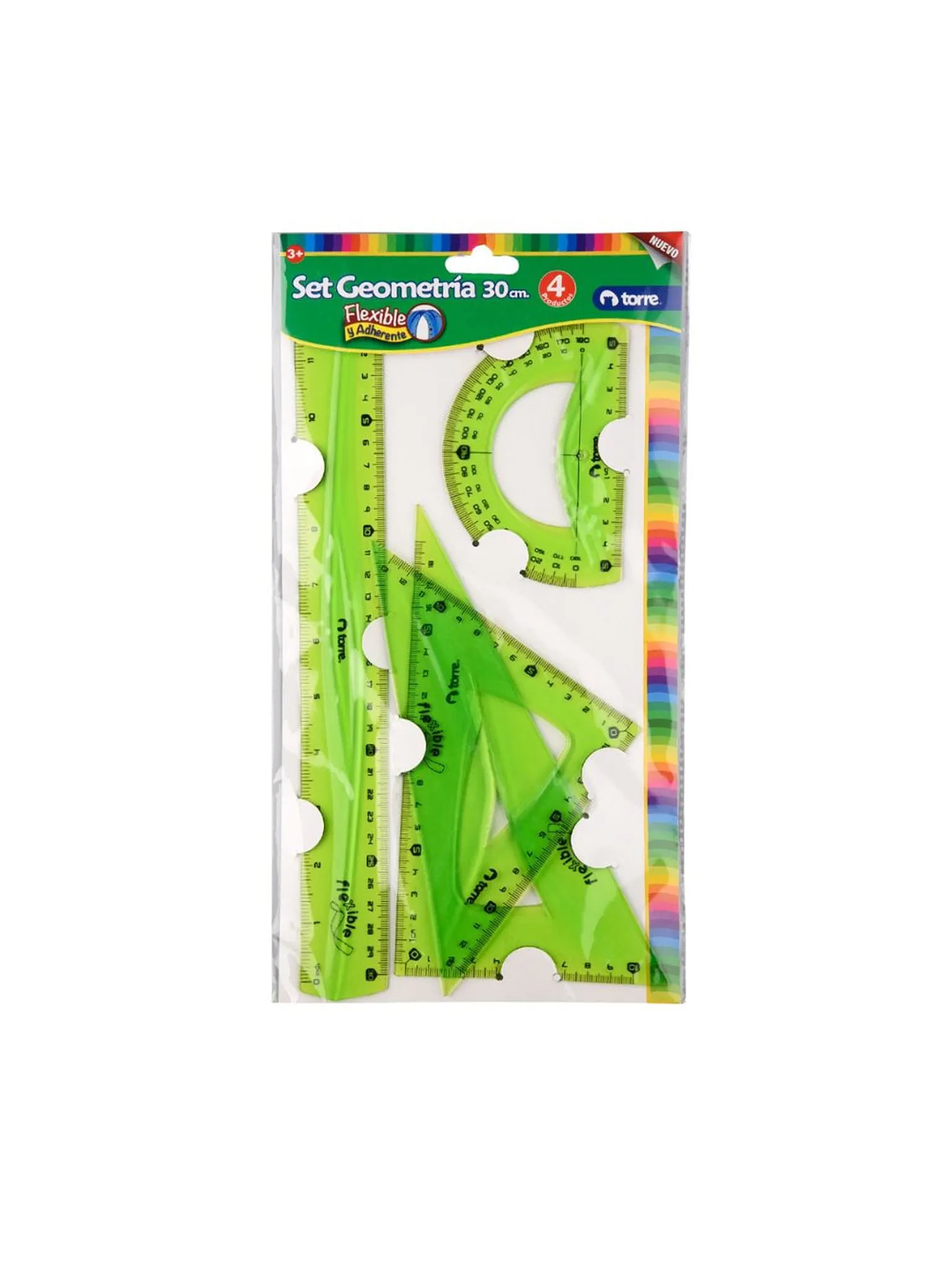 Set de Geometría plástica 30 cm 4 piezas Torre 4