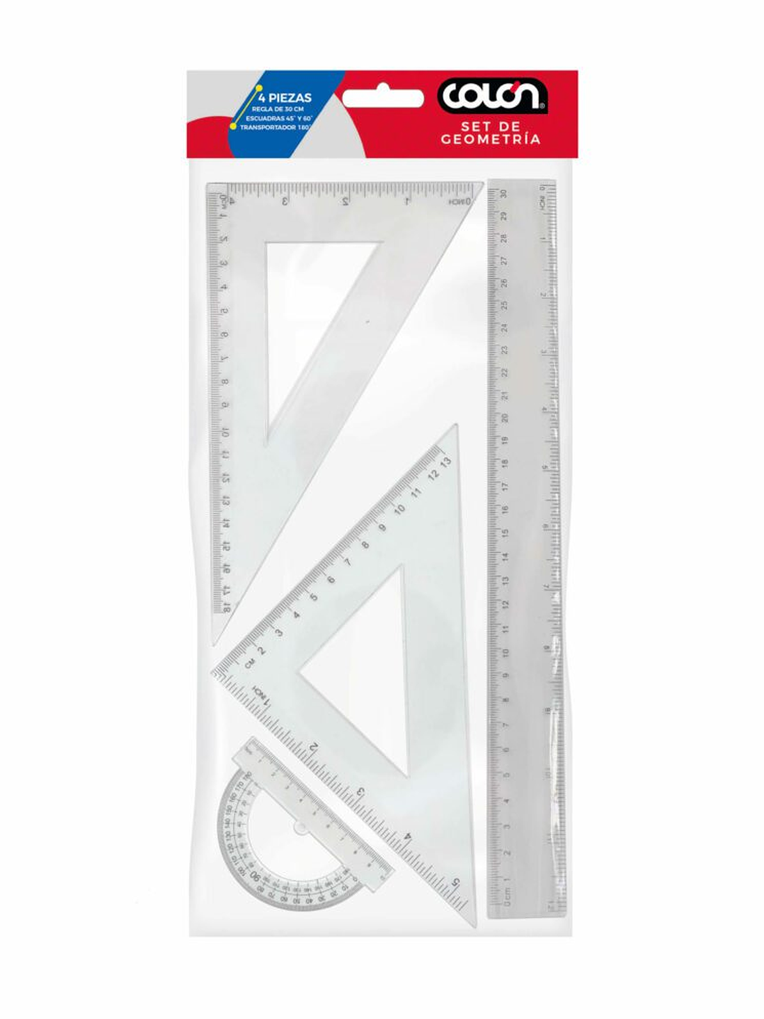 Set de Geometría plástica 4 piezas Colón 1