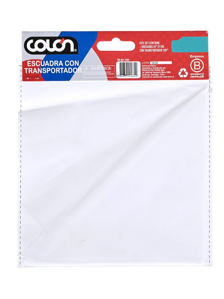 Escuadra con transportador 21 cm Colón 2