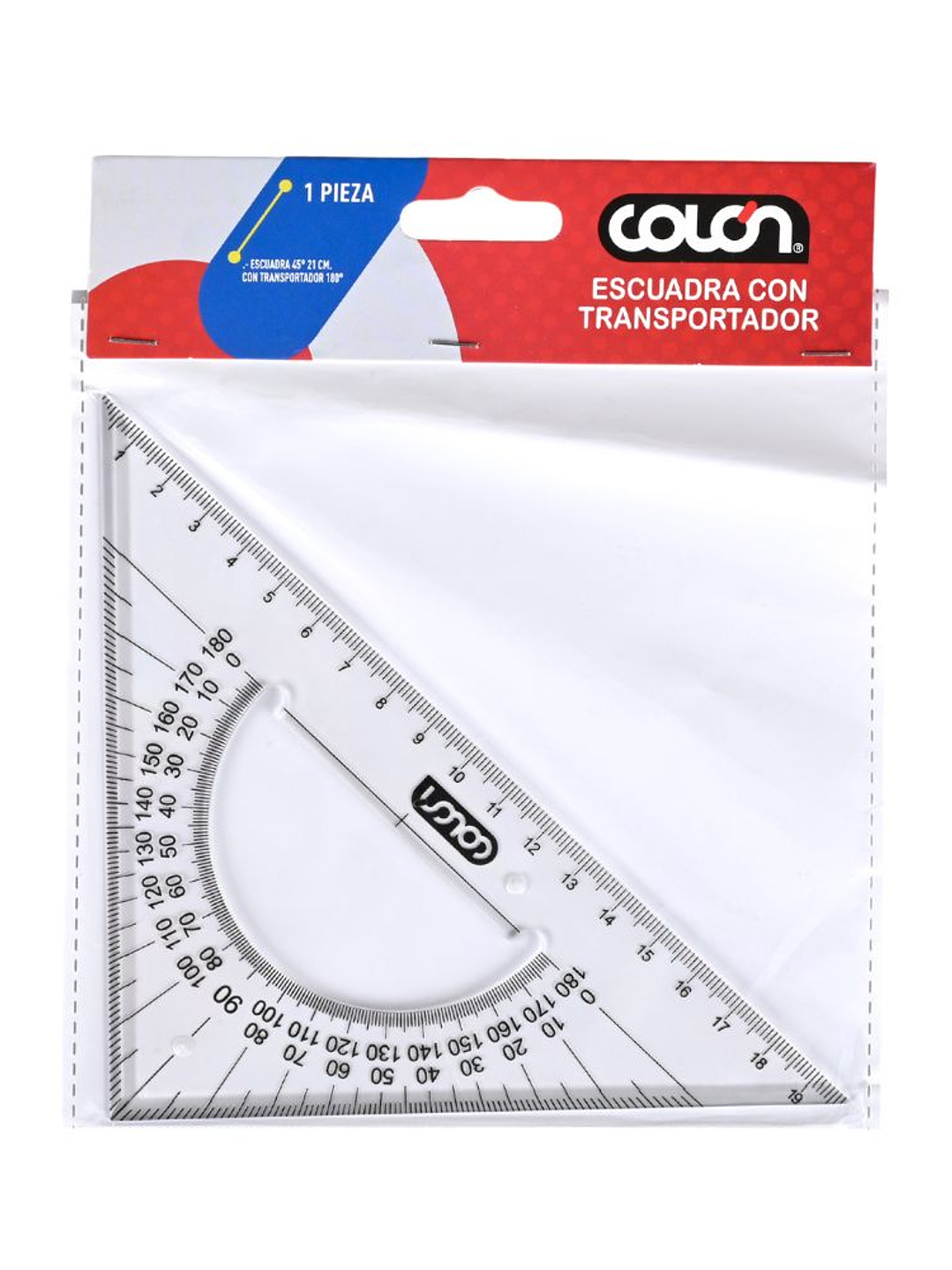 Escuadra con transportador 21 cm Colón 1