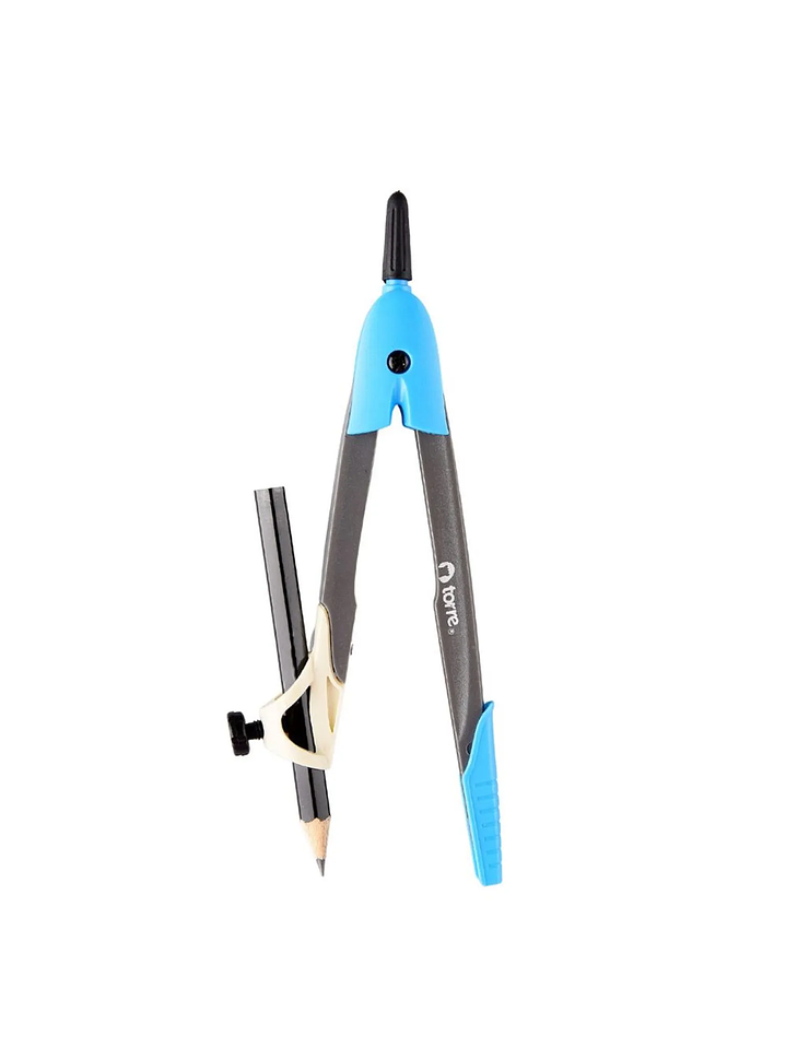 Compas con portalápiz plástico y tapa de seguridad + lapiz grafito Torre 1