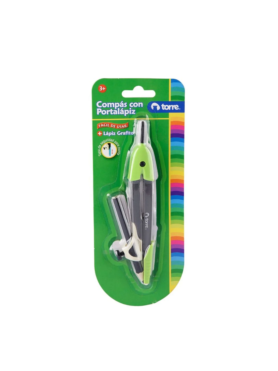 Compas con portalápiz plástico y tapa de seguridad + lapiz grafito Torre 2