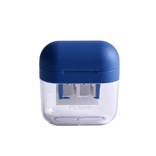 Sacapunta plástico con depósito 2 orificios forma Pod Torre