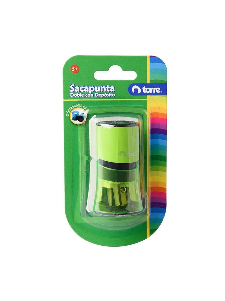 Sacapunta plástico con depósito 2 orificios forma Cilíndrica Torre 1