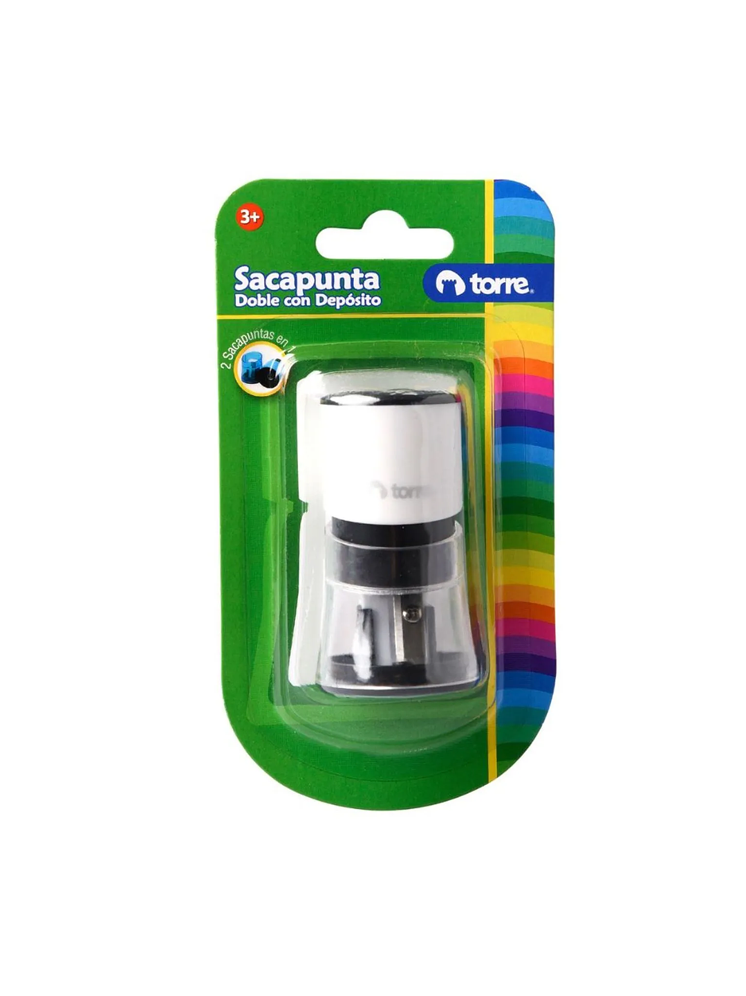 Sacapunta plástico con depósito 2 orificios forma Cilíndrica Torre 3