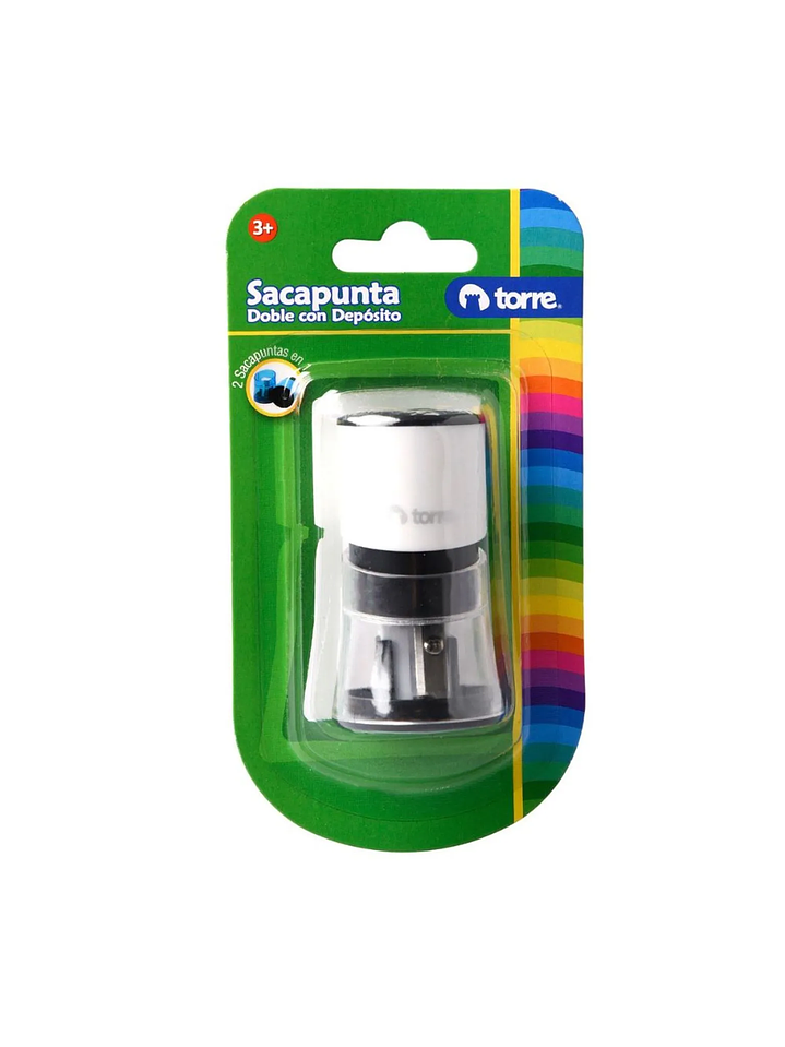 Sacapunta plástico con depósito 2 orificios forma Cilíndrica Torre 3