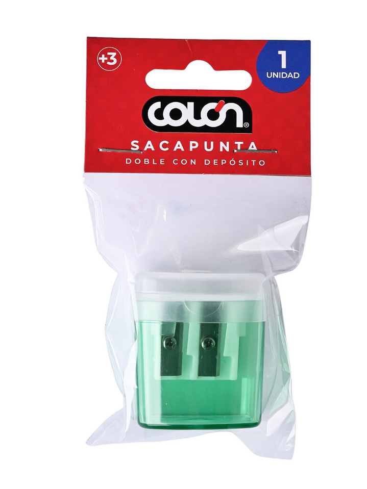 Sacapunta plástico con depósito 2 orificios Colón 7