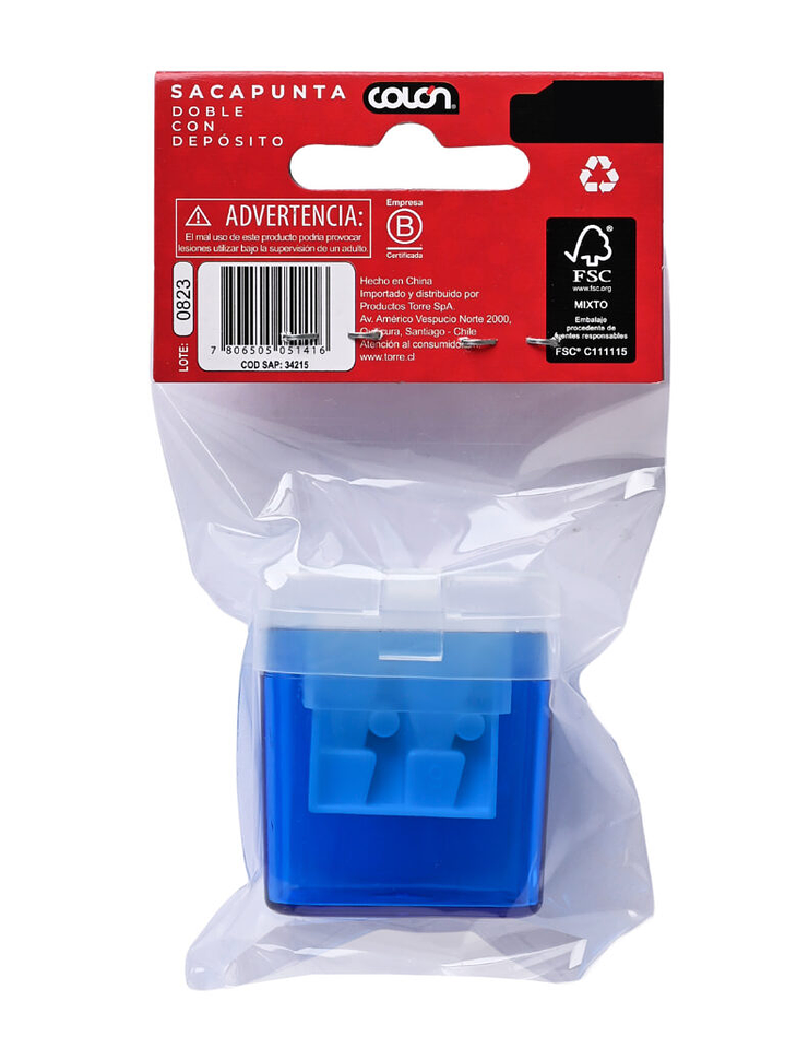 Sacapunta plástico con depósito 2 orificios Colón 9