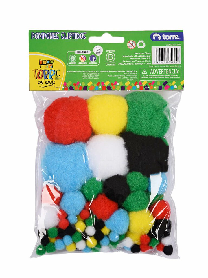 Pom pom tamaños surtidos 130 unidades Torre 1