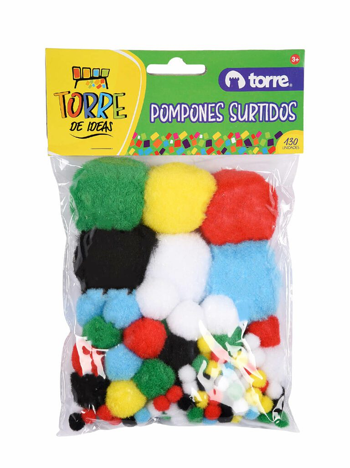Pom pom tamaños surtidos 130 unidades Torre 2
