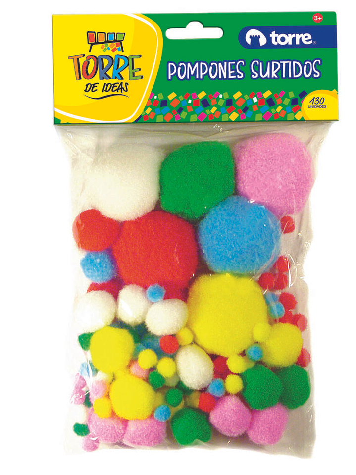 Pom pom tamaños surtidos 130 unidades Torre 4