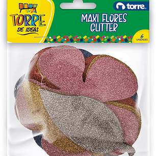 Maxi Flores de Goma Eva Glitter 6 unidades Torre