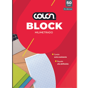 Block Milimetrado 50 hojas 21 x 30,5 cm Colon