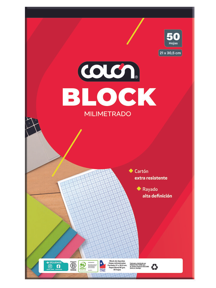Block Milimetrado 50 hojas 21 x 30,5 cm Colon 1