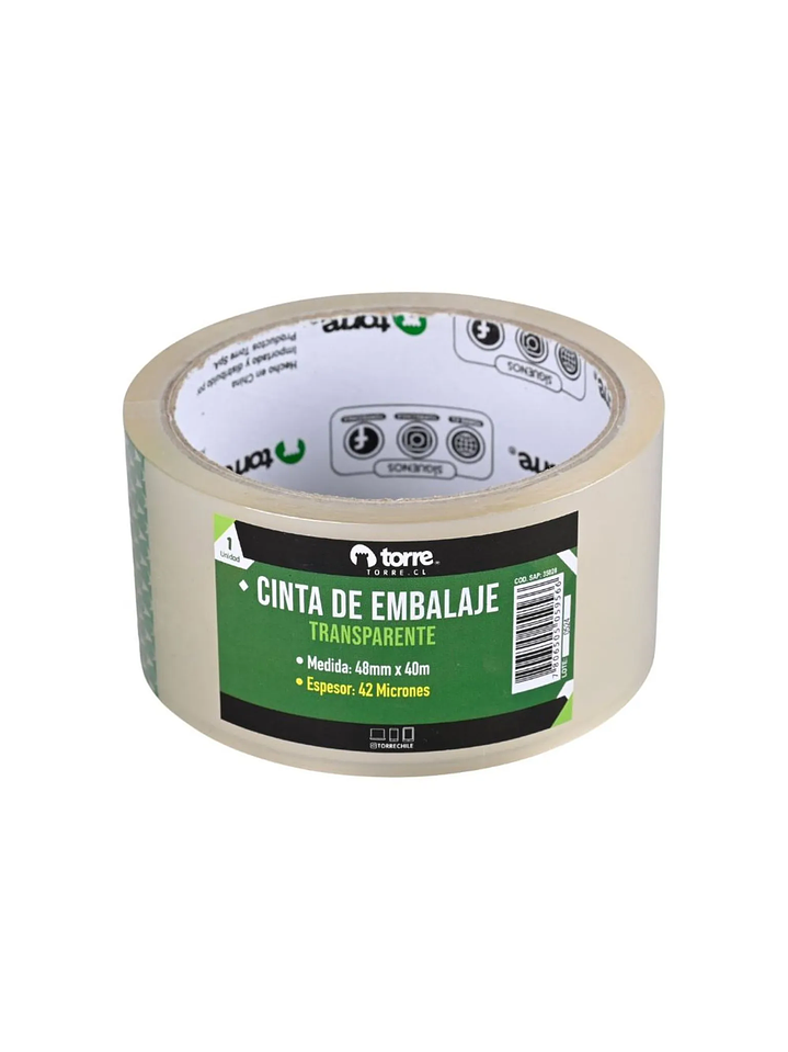 Cinta de embalaje transparente espesor 42 micrones 48 mm x 40 mt Torre 4