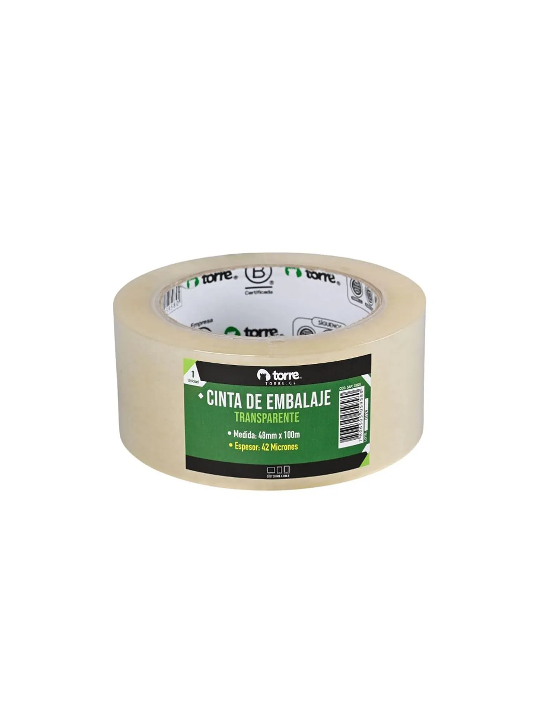 Cinta de embalaje transparente espesor 42 micrones 48 mm x 100 mt Torre 2