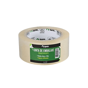Cinta de embalaje transparente espesor 42 micrones 48 mm x 100 mt Torre