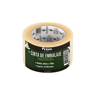 Cinta de embalaje transparente espesor 42 micrones 48 mm x 100 mt Torre